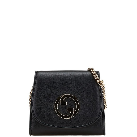 Gucci Wallet Blondie Leather Bag Shoulder Chain Black - Picture 1 of 8